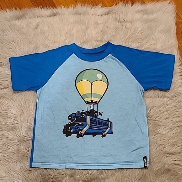 Fortnite boys blue battle bus pajama tshirt size 16 - Picture 1 of 5
